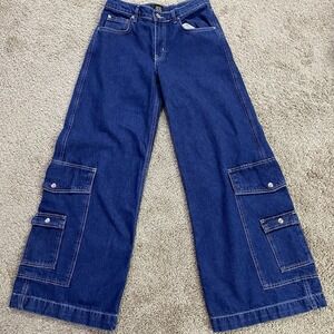 BDG Urban Outfitters Cargo Jeans Women 27 Streetwear Wide Leg Utility Denim Blue